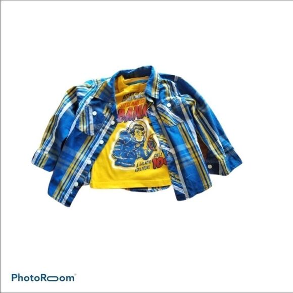 2t plaid button up dress shirt ape monkey invasion 2 piece 5 for $25 - Picture 1 of 7